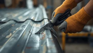Hand seamer pulled through a metal roofing panel in one steady motion to prevent an uneven crease