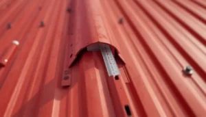 Speed square used to check the angle of a finished metal roofing bend