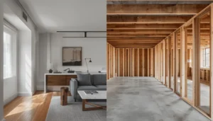 Comparison of turnkey finished fourplex versus shell-only unfinished construction