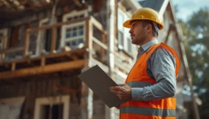 Demolition contractor conducting an OSHA-required engineering survey before teardown